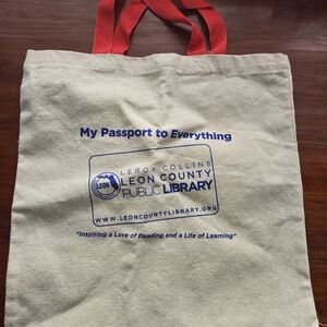 Canvas Tote Bag with Red Handles